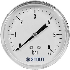 Манометр аксиальный STOUT корпус Dn 80 мм 1/2 , 0...6 бар, кл.2.5