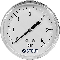 Манометр аксиальный STOUT корпус Dn 80 мм 1/2 , 0...6 бар, кл.2.5