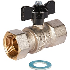 STOUT Кран шаровой с накидной гайкой, ВР/накидная гайка, ручка бабочка 3/4x3/4