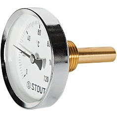 Термометр биметаллический STOUT с погружной гильзой, корпус Dn 63 мм, гильза 50 мм 1/2 , 0...120°С