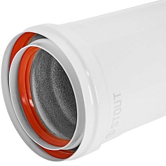 STOUT SCR-0080-811000 STOUT Удлинитель дымохода утепленный традиц. D80(п-м), L1000 (воздуховод до 105 градусов)