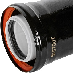 STOUT SCR-8012-600500 STOUT Удлинитель дымохода конденсац. коакс. D80(п-м)/125(п-м), L500, ЧЕРНЫЙ
