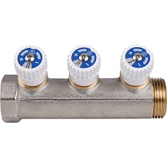 STOUT  Коллектор распределительный 1", 3 отвода 1/2"