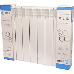STOUT  Space 500 9 секций радиатор биметаллический боковое подключение RAL9016