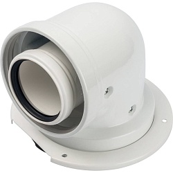 STOUT   Элемент дымохода конденсац. адаптер 90° DN60/100 м/п PP-AL с фланцем (совместим. с Bosch) 