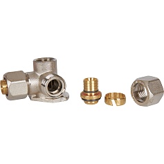 STOUT   Тройник настенный с креплением для металлопластиковых труб винтовой