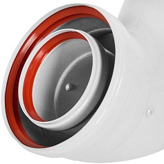 STOUT SCR-8125-250001 STOUT Адаптер подключения 90° традиц. коакс. D80(п-м)/125(п-м) (хомут, накладки декоративные)