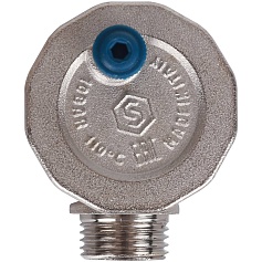 STOUT  Воздухоотводчик автоматический вертикальный выпуск, угл.подкл. нар.р. 1/2" никель.