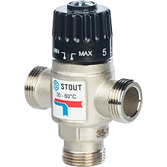 STOUT  Термостатический смесительный клапан для систем отопления и ГВС  3/4" НР   35-60°С KV 1,6