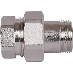 STOUT  Разъемное соединение "американка" ВН, никелированное, уплотнение под гайкой по плоскости, 3/4”