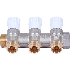 STOUT  Коллектор распределительный 3/4", 3 отвода 1/2" плоское уплотнение