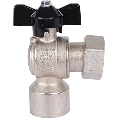 STOUT  Кран шаровой с накидной гайкой угловой, ВР/накидная гайка, ручка бабочка 3/4x3/4