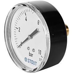 Манометр аксиальный STOUT корпус Dn 80 мм 1/2 , 0...10 бар, кл.2.5