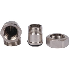 STOUT  Разъемное угловое  соединение "американка" ВН, уплотнение под гайкой o-ring кольцо, никелированное 1/2