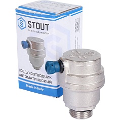 STOUT  Воздухоотводчик автоматический боковой выпуск, нар.р. 1/2" никель., уплотнительное кольцо - NBR