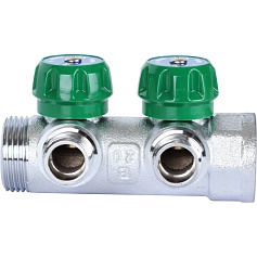 STOUT  SMB-6849-011202 STOUT Коллектор регулирующий 1", 2 отвода 1/2" плоское уплотнение