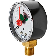 Манометр радиальный с указателем предела STOUT корпус Dn 50 мм 1/4 , 0...4 бар, кл.2.5