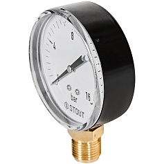 Манометр радиальный STOUT корпус Dn 80 мм 1/2 , 0...16 бар, кл.2.5