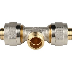 STOUT   Тройник-переходник с наружной резьбой 1/2"х20 для металлопластиковых труб винтовой