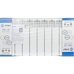 STOUT  Space 350 10 секций радиатор биметаллический боковое подключение RAL9016