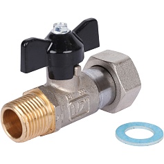 STOUT  Кран шаровой с накидной гайкой, НР/накидная гайка, ручка бабочка 1/2x3/4