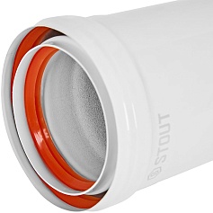STOUT SCR-0080-821000 STOUT Удлинитель дымохода утепленный традиц. D80(п-м), L1000 (газоход до 185 градусов)