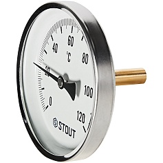 Термометр биметаллический STOUT с погружной гильзой, корпус Dn 100 мм, гильза 50 мм 1/2 , 0...120°С