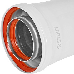 STOUT SCR-8125-001000 STOUT Удлинитель дымохода традиц. коакс. D80(п-м)/125(п-м), L1000