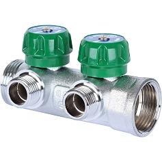 STOUT  SMB-6849-011202 STOUT Коллектор регулирующий 1", 2 отвода 1/2" плоское уплотнение