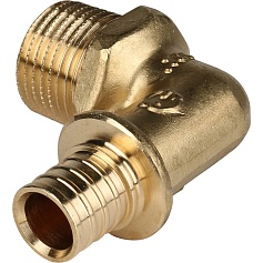 STOUT  Угольник-переходник с наружной резьбой 16xR 1/2" для труб из сшитого полиэтилена аксиальный