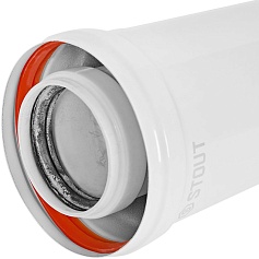 STOUT SCR-8610-001000 STOUT Удлинитель дымохода конденсац. коакс. D60(п-м)/100(п-м), L1000