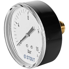 Манометр аксиальный STOUT корпус Dn 80 мм 1/2 , 0...16 бар, кл.2.5