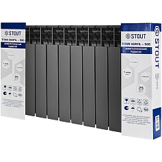 Радиатор биметаллический нижнее правое подключение STOUT TITAN VENTIL 500 12 секций (графит RAL 7024)