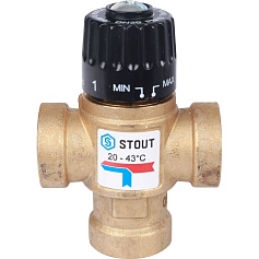 STOUT  Термостатический смесительный клапан для систем отопления и ГВС 3/4   ВР   20-43°С KV 1,6