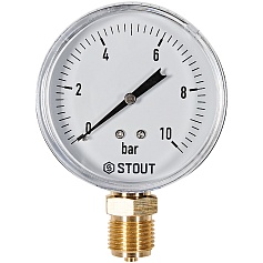 Манометр радиальный STOUT корпус Dn 80 мм 1/2 , 0...10 бар, кл.2.5