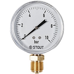 Манометр радиальный STOUT корпус Dn 80 мм 1/2 , 0...10 бар, кл.2.5