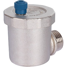 STOUT  Воздухоотводчик автоматический вертикальный выпуск, угл.подкл. нар.р. 1/2" никель.