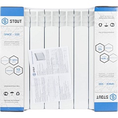 STOUT  Space 500 8 секций радиатор биметаллический боковое подключение RAL9016