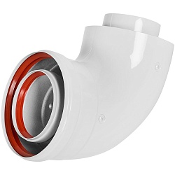 STOUT SCR-8125-250001 STOUT Адаптер подключения 90° традиц. коакс. D80(п-м)/125(п-м) (хомут, накладки декоративные)