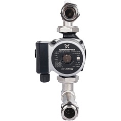 STOUT  Насосно-смесительный узел с термостатическим клапаном 20-43°C жидкокристаллическим термометром, с насосом UPSO 25-65, 130 mm