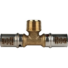 STOUT   Тройник-переходник с наружной резьбой 16х1/2"х16 для металлопластиковых труб прессовой