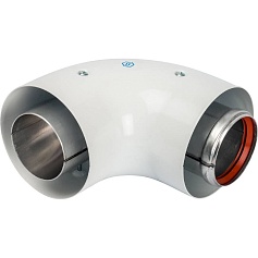 STOUT   Элемент дымохода DN60/100 адаптер для котла угловой 90° коаксиальный (совместимый с Vaillant, Protherm NEW)(с логотипом)