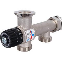 STOUT  Насосно-смесительный узел с термостатическим клапаном 20-43°C и жидкокристаллическим термометром, без насоса