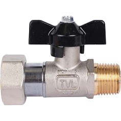 STOUT  Кран шаровой с накидной гайкой, НР/накидная гайка, ручка бабочка 1/2x3/4