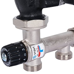 STOUT  Насосно-смесительный узел с термостатическим клапаном 20-43°C жидкокристаллическим термометром, с насосом UPSO 25-65, 130 mm