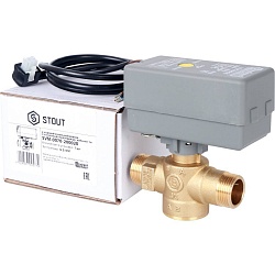 STOUT  2-Ходовой зональный клапан, сервопривод 230V, с 3-х жильным кабелем 1м., НР 3/4"