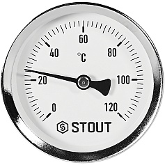 Термометр биметаллический STOUT с погружной гильзой, корпус Dn 63 мм, гильза 50 мм 1/2 , 0...120°С