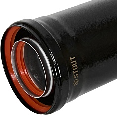 STOUT SCR-8125-601000 STOUT Удлинитель дымохода традиц. коакс. D80(п-м)/125(п-м), L1000, ЧЕРНЫЙ
