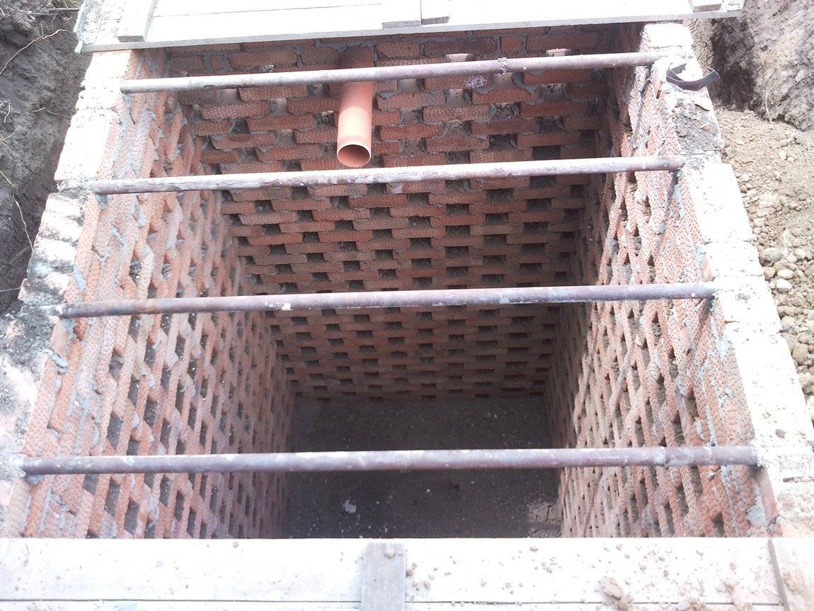 Дренажная сливная яма для бани, построенная из кирпича